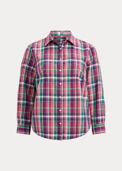 Camisa Ralph Lauren Plaid Algodão Twill Mulher 71098-KXFZ